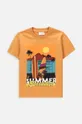 oranžna Otroška bombažna kratka majica Coccodrillo Fantovski