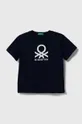 tmavomodrá Detské bavlnené tričko United Colors of Benetton Chlapčenský