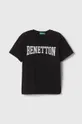 crna Dječja pamučna majica kratkih rukava United Colors of Benetton Za dječake