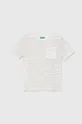 biela Detské tričko zo zmesi ľanu United Colors of Benetton Chlapčenský