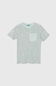 United Colors of Benetton t-shirt z domieszką lnu dziecięcy okrągły niebieski 362PC10HL.G.Seasonal