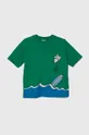 зелёный Детская хлопковая футболка United Colors of Benetton X Peanuts Для мальчиков