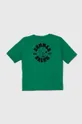 Otroška bombažna kratka majica United Colors of Benetton X Peanuts zelena