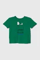 zielony United Colors of Benetton t-shirt bawełniany dziecięcy X Peanuts Chłopięcy