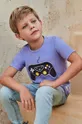 fioletowy Mayoral t-shirt bawełniany dziecięcy Chłopięcy
