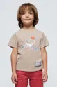 beżowy Mayoral t-shirt bawełniany dziecięcy Chłopięcy