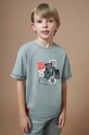 Mayoral t-shirt bawełniany dziecięcy 6044.7F.Junior.PPYH turkusowy