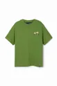 Παιδικό βαμβακερό μπλουζάκι Desigual πράσινο