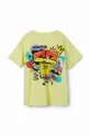Παιδικό βαμβακερό μπλουζάκι Desigual κίτρινο