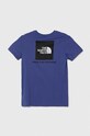 The North Face t-shirt bawełniany dziecięcy REDBOX TEE (BACK BOX GRAPHIC) NF0A87T5 fioletowy SS24
