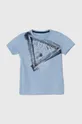 блакитний Дитяча бавовняна футболка Guess Для хлопчиків