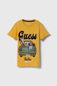 Guess t-shirt bawełniany dziecięcy nadruk żółty L4GI14.K6XN4.PPYH