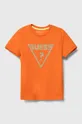 pomarańczowy Guess t-shirt dziecięcy Chłopięcy
