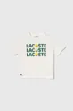 белый Детская хлопковая футболка Lacoste Для мальчиков