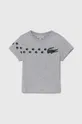 серый Детская хлопковая футболка Lacoste Для мальчиков