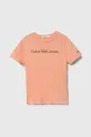 πορτοκαλί Παιδικό βαμβακερό μπλουζάκι Calvin Klein Jeans Για αγόρια