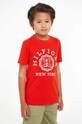 Tommy Hilfiger t-shirt bawełniany dziecięcy nadruk czerwony KB0KB08809.98.122.PPYH
