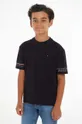 črna Otroška bombažna kratka majica Tommy Hilfiger Fantovski