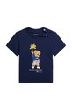 Μωρό βαμβακερό μπλουζάκι Polo Ralph Lauren στάμπα σκούρο μπλε 320853828033