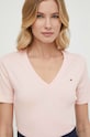 Ρούχα Βαμβακερό μπλουζάκι Tommy Hilfiger WW0WW40584 ροζ