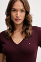 Bavlnené tričko Tommy Hilfiger burgundské WW0WW40584