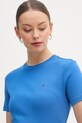 Tommy Hilfiger T-shirt damski bawełniany niebieski WW0WW40587
