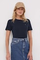 Bavlnené tričko Tommy Hilfiger tmavomodrá WW0WW40587