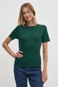 Бавовняна футболка Tommy Hilfiger WW0WW40587 зелений SS25