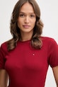Bavlněné tričko Tommy Hilfiger burgundské WW0WW40587