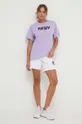 Βαμβακερό μπλουζάκι DKNY μωβ