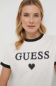 Βαμβακερό μπλουζάκι Guess V4RI04.K8FQ4 μπεζ SS24