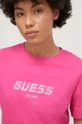 różowy Guess t-shirt bawełniany ELEANORA