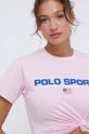 roza Bombažna kratka majica Polo Ralph Lauren