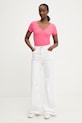 Tommy Jeans t-shirt da donna in cotone con elastan DW0DW17385 rosa AA00