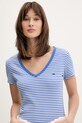 Tommy Jeans tričko dámské bavlněné s elastanem modrá DW0DW17385