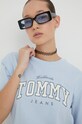 Tommy Jeans pamut póló kék DW0DW17375