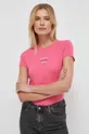 różowy Tommy Jeans t-shirt Damski