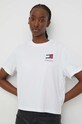 Tommy Jeans t-shirt bawełniany DW0DW17365 beżowy SS24