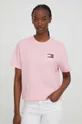 ροζ Βαμβακερό μπλουζάκι Tommy Jeans Γυναικεία