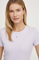 Tommy Jeans t-shirt z elastanem fioletowy DW0DW17383