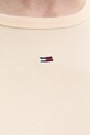 Tommy Jeans t-shirt basic damski bawełniany z elastanem DW0DW17383 beżowy