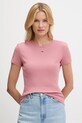 Tommy Jeans tricou uni roz DW0DW17383