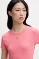 Tommy Jeans basic majica kratkih rukava ženska od pamuka s elastanom roza DW0DW17383