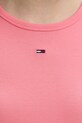 Tommy Jeans basic majica kratkih rukava ženska od pamuka s elastanom DW0DW17383 roza