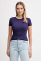 Tommy Jeans t-shirt z elastanem fioletowy DW0DW17383