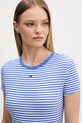 Tommy Jeans basic tričko dámské bavlněné s elastanem modrá DW0DW17383