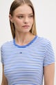 Tommy Jeans basic tričko dámské bavlněné s elastanem modrá DW0DW17383
