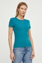 Tommy Jeans tricou uni turcoaz DW0DW17383