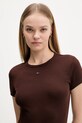 Μπλουζάκι Tommy Jeans καφέ DW0DW17383