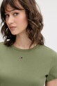 Tommy Jeans t-shirt basic damski bawełniany z elastanem zielony DW0DW17383